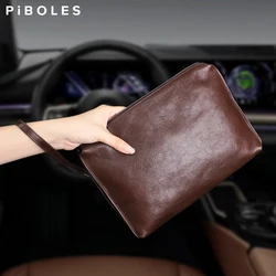 Casual Genuine Leather Men Clutch Bag Large Capacity Long Wallet Cell Phone Poacket Business Multifunction Wallet Handbag