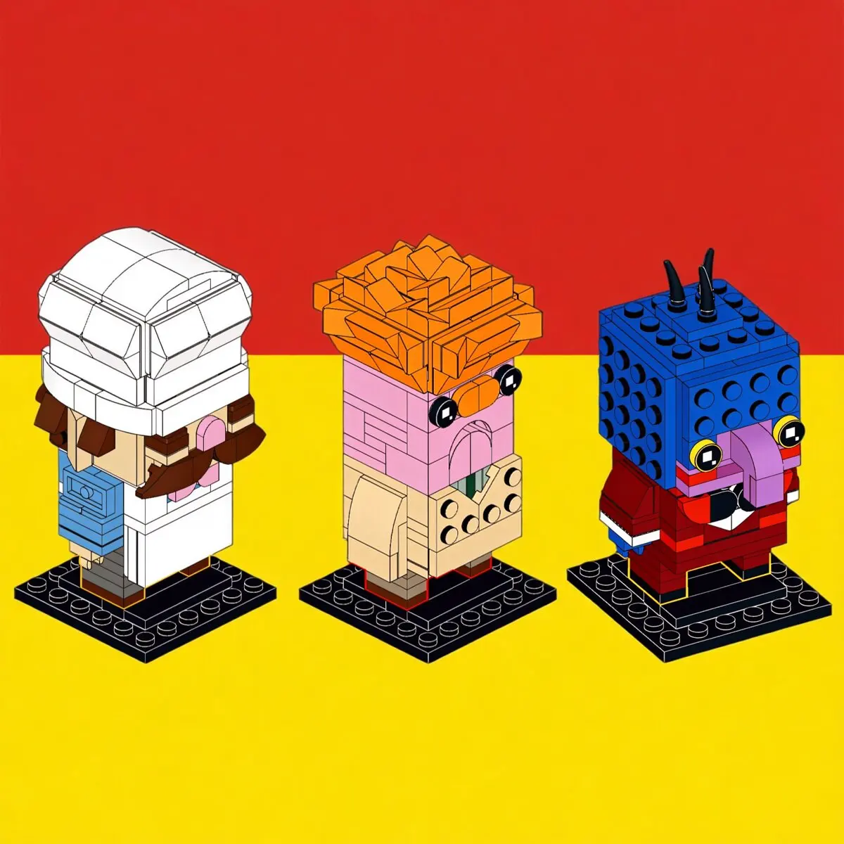 MOC Creative Cute Puppet Style Animal Character Square Head Building Block Model DIY Puzzle Assembly Toy Ornament Birthday Gift