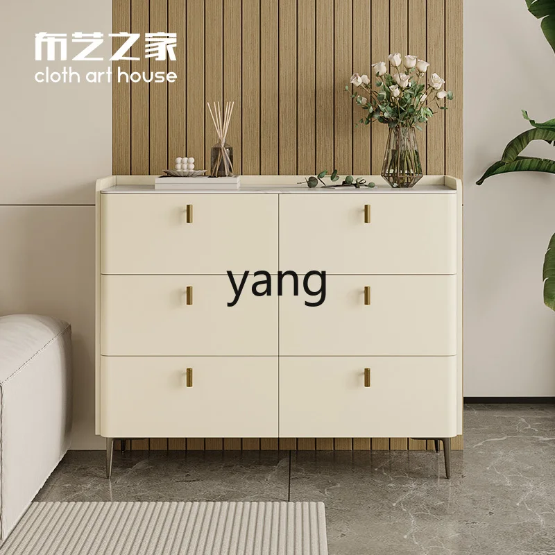 LTT cream wind light luxury rock slab solid wood chest modern simple living room drawer cabinet