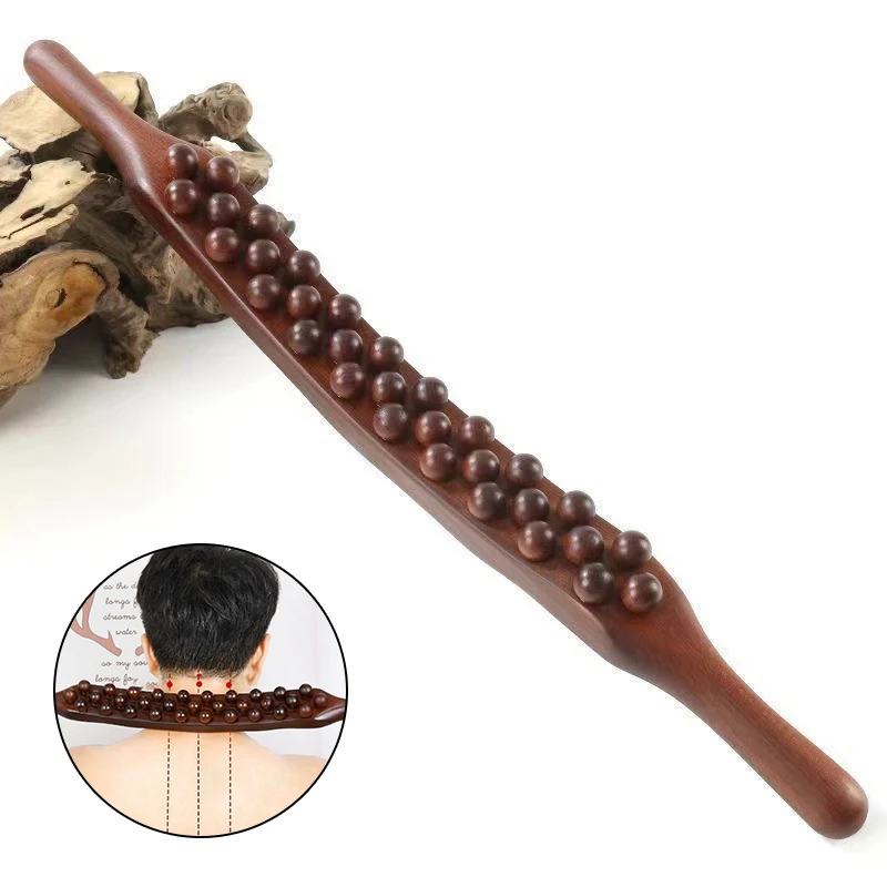 37 Beads Universal Plastic Back Massage Tendons Scraping Stick Point Treatment Gua Sha Relax Therapy Tool Abdominal Massager