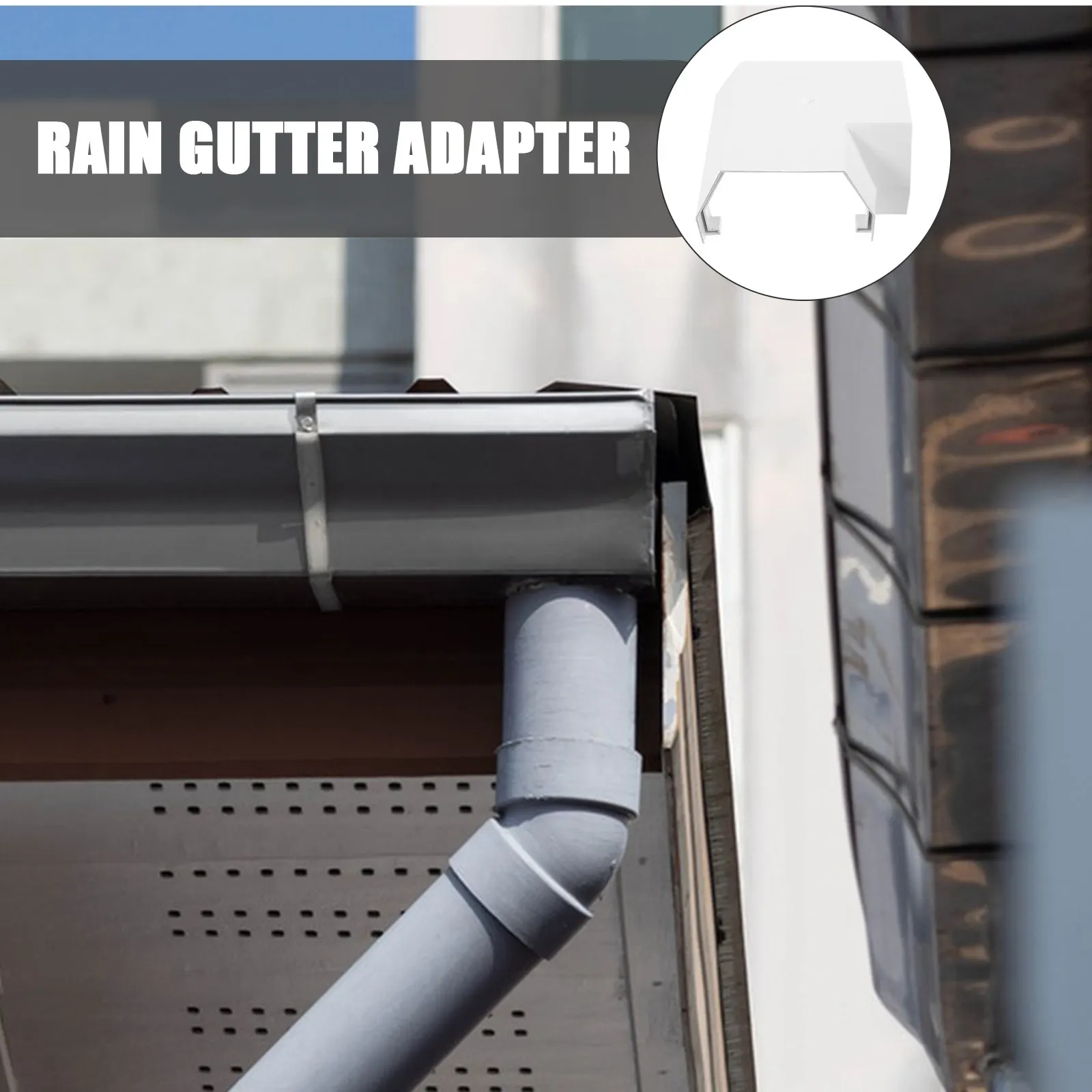 Downspout Gutter Connector Drain Pipe Adapter White Rainwater Diverter for Efficient Outdoor Drainage