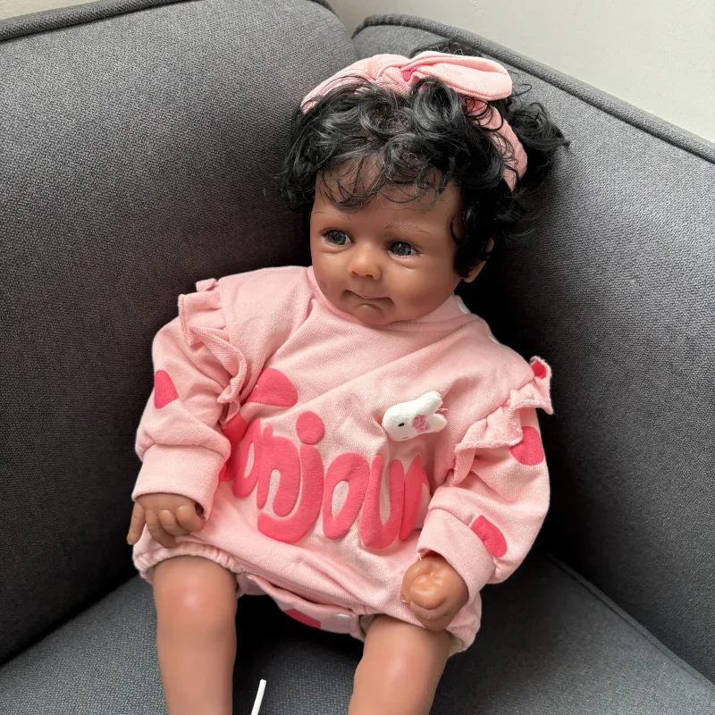 NPK 50 سنتيمتر بيبي دمية تولد من جديد الطفل باللون الأسود فتاة دمية الوليد حجم عالية الجودة تحصيل الفن دمية