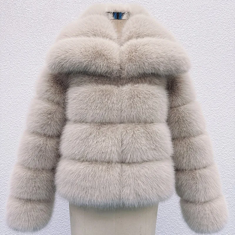 2025 abrigo de piel de zorro sintética de felpa pesada para mujer de invierno grueso cálido de piel sintética de lujo prendas de vestir exteriores chaquetas con cuello vuelto abrigos Tops