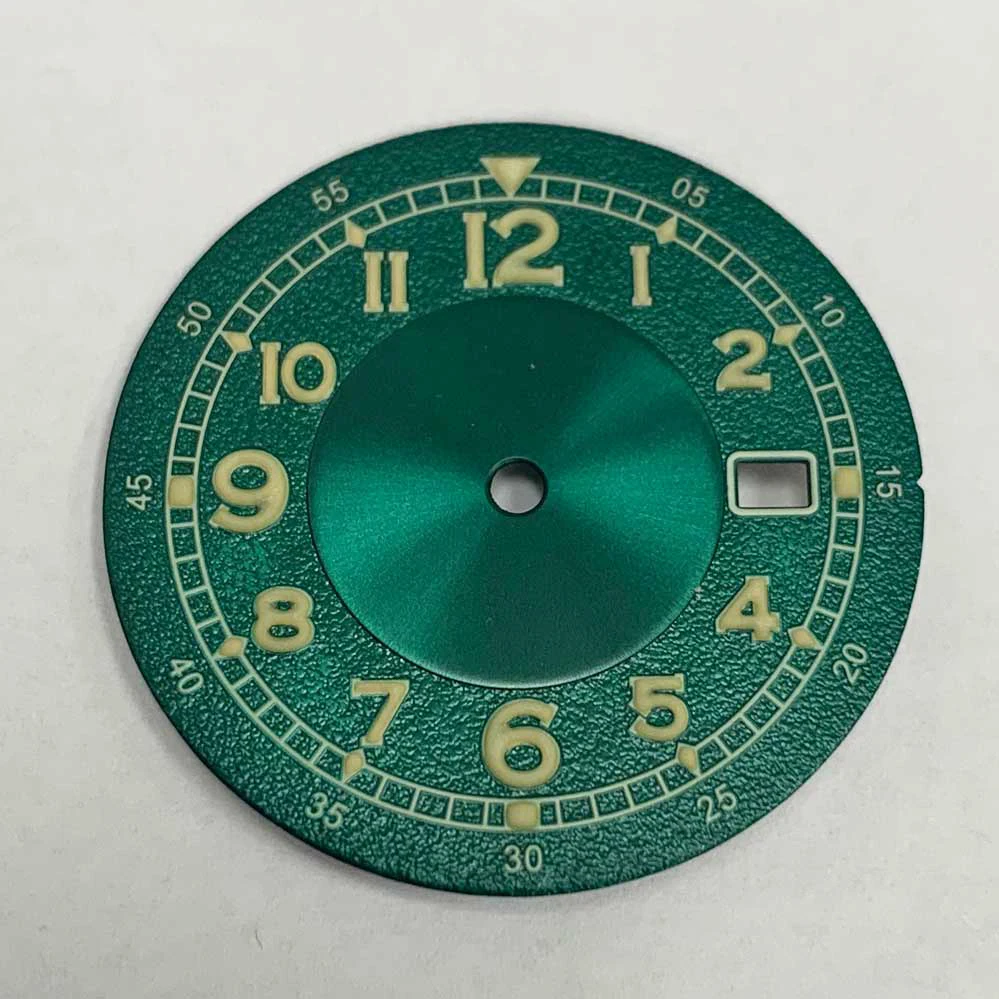 33.5mm Watch Dial Green Luminous Watch Replacement Accessories Watches Faces for NH35/NH36/7S/4R Movement