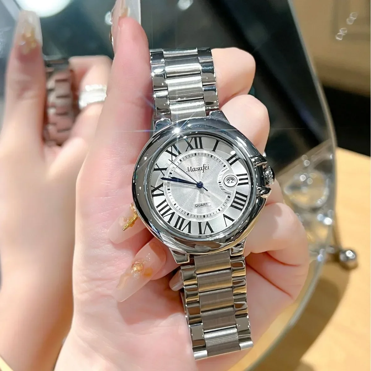 New Balloon Watch Men's and Women's Same Douyin Kuaishou Explosive Ancient Roman Blue Disc