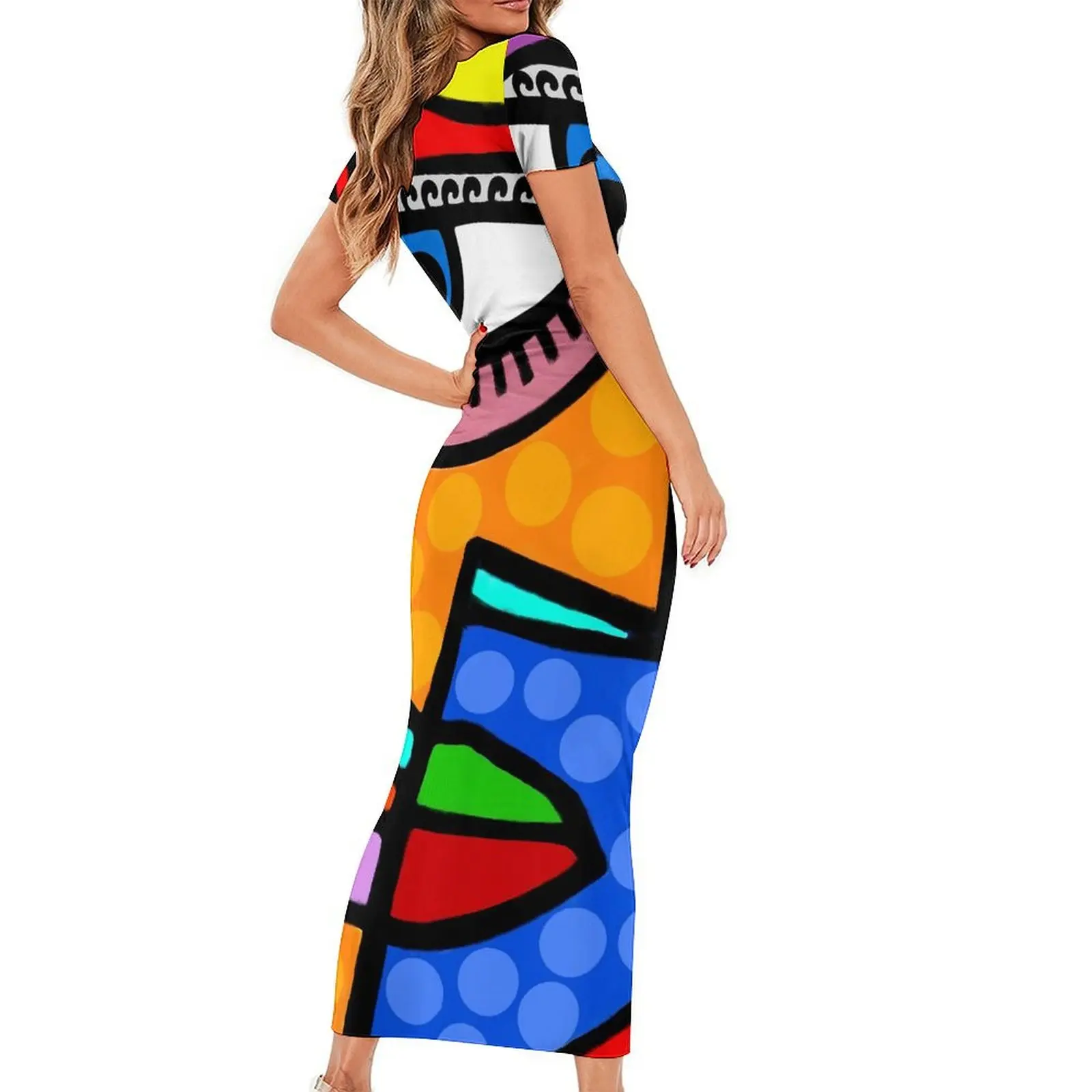 Funky Ladies Face Dress manica corta stile astratto Art Street Fashion Maxi abiti vestito aderente Womens Design Oversize Vestido