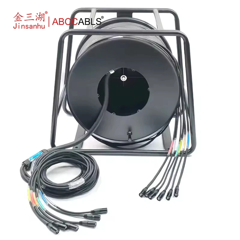 ABCCABLS High Quality 6 Channel CAT6 SFTP Multi-Core Network Cable with Reel, RJ45 Stage Audio/Video Control Snake Cable