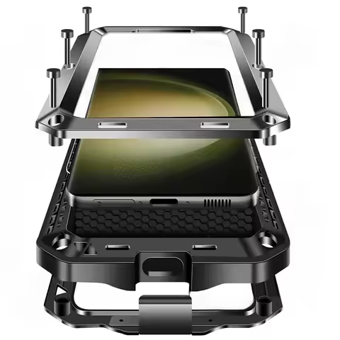 For Samsung S24 S23 S22 S21 S20 Note 20 10 Ultra Heavy Duty Tank Armor Aluminum Metal Case Shockproof Rugged Cover