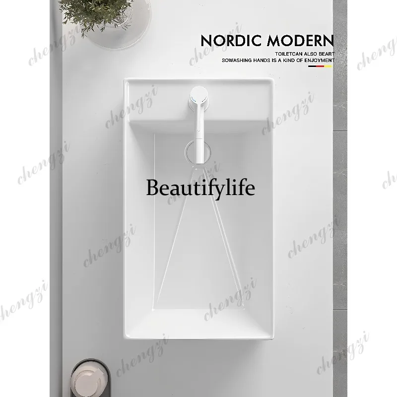 Extremely narrow ceramic table basin, balcony, small size bathroom, hand wash basin, small apartment wash single basin