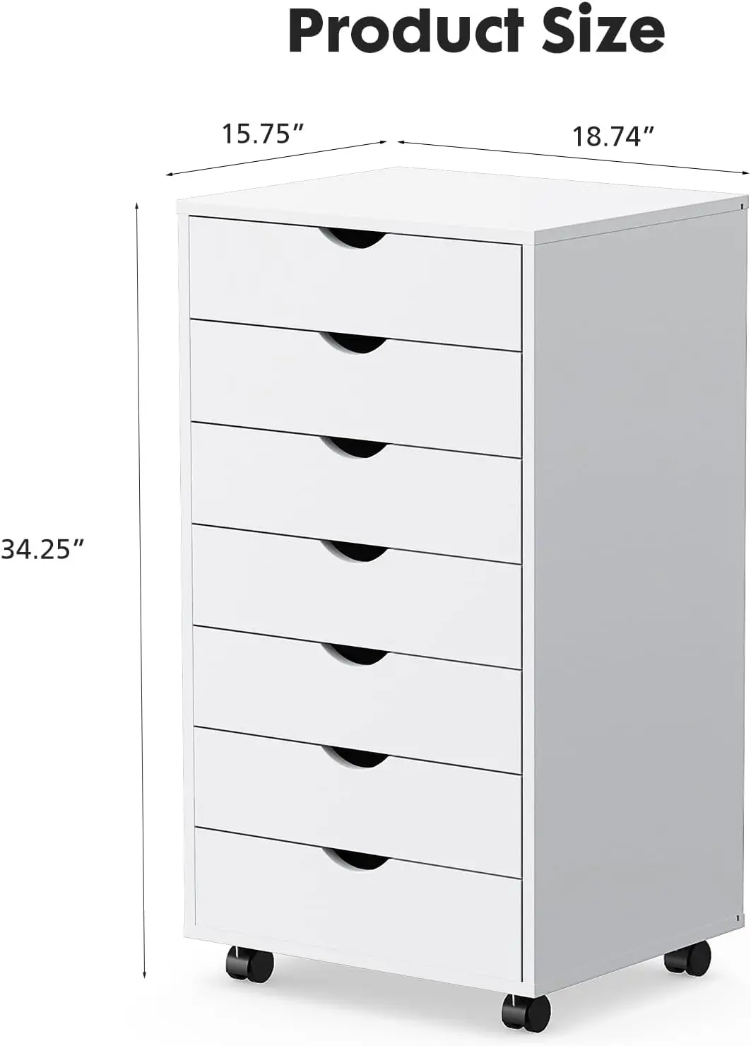 Storage Cabinets Dressers Wood Dresser Cabinet with Wheels Mobile Organizer Drawers for Office, Home, White