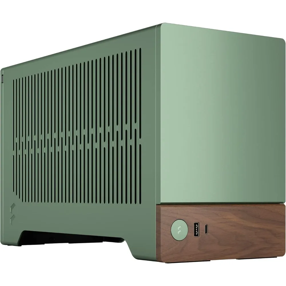 US Shipping Mini ITX Gaming Case Small Form Factor with Wood Walnut Front Panel Anodized Aluminum USB Type-C PCIe 4.0 Riser