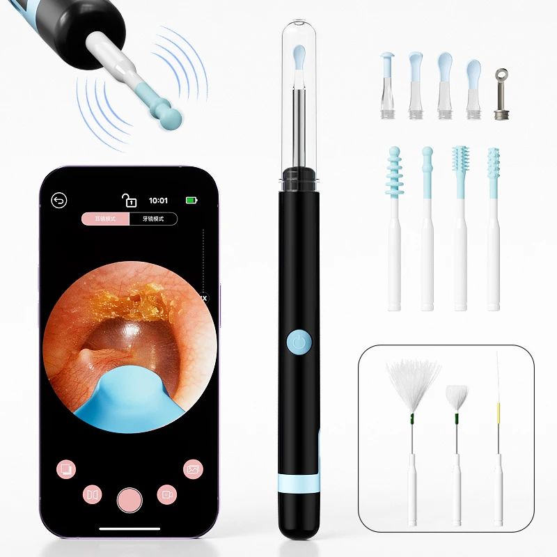 Vibrating Electric Ear Scope with Soft Brush Attachment, Ear Cleaning Otoscope 4.2mm Camera, Gentle Ear Massage for Ear Canal