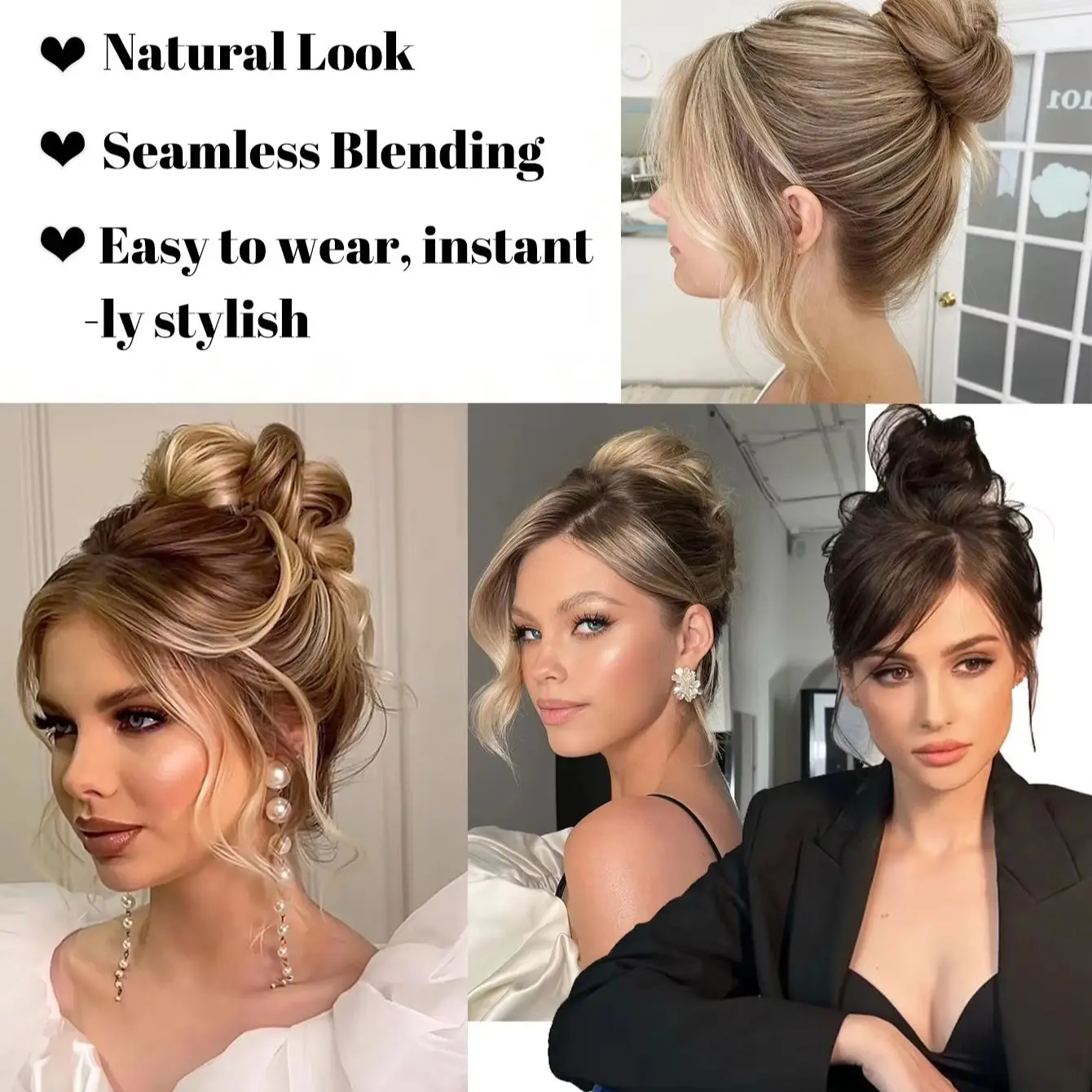 Synthetic Mini Claw Clip in Messy Hair Bun Donut Updo Hairpieces for Women Girls Curly Chignon Bird's Nest Shaped Retractable