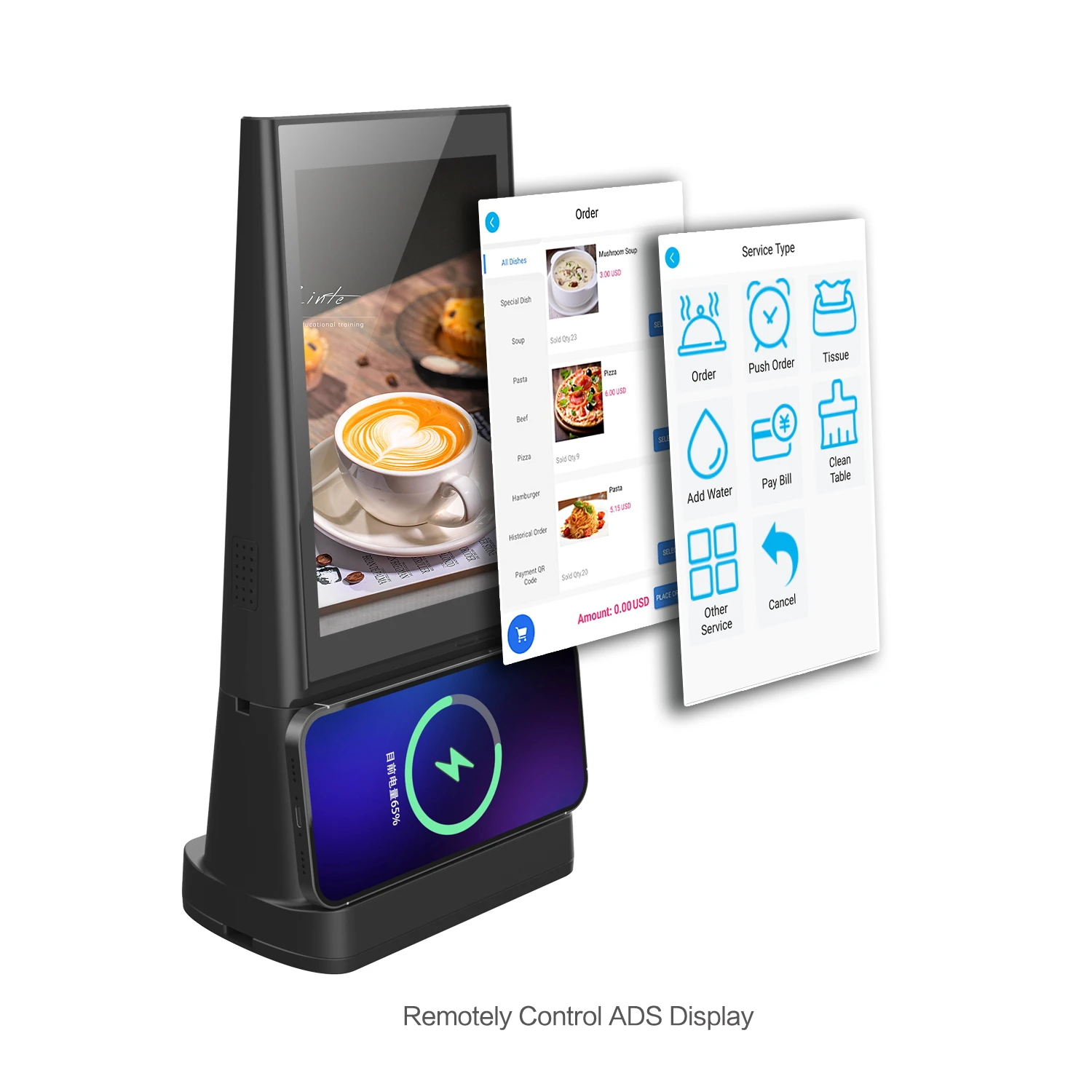 Double 8 Inch LCD Wifi Android Digital Signage Monitors Screen Restaurant Table Top Advertising Player tabletop digital display