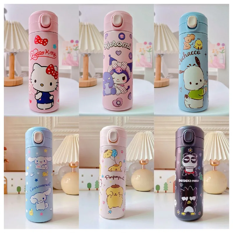 

420ml Sanrio Hello Kitty Stainless Steel 316 Thermos Kawaii Kuromi Cinnamoroll Melody Kids Vacuum Flask Water Bottle Tumbler