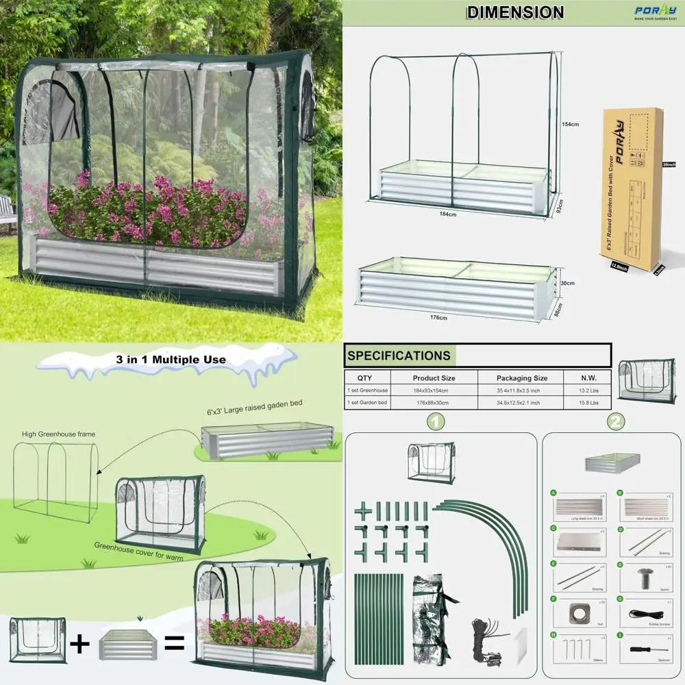 

Portable Greenhouse Cover for Easy Setup Gardening, 72.4 x 36.6 x 60.6 Raised Bed Flower House with Plant Sunshine Protection