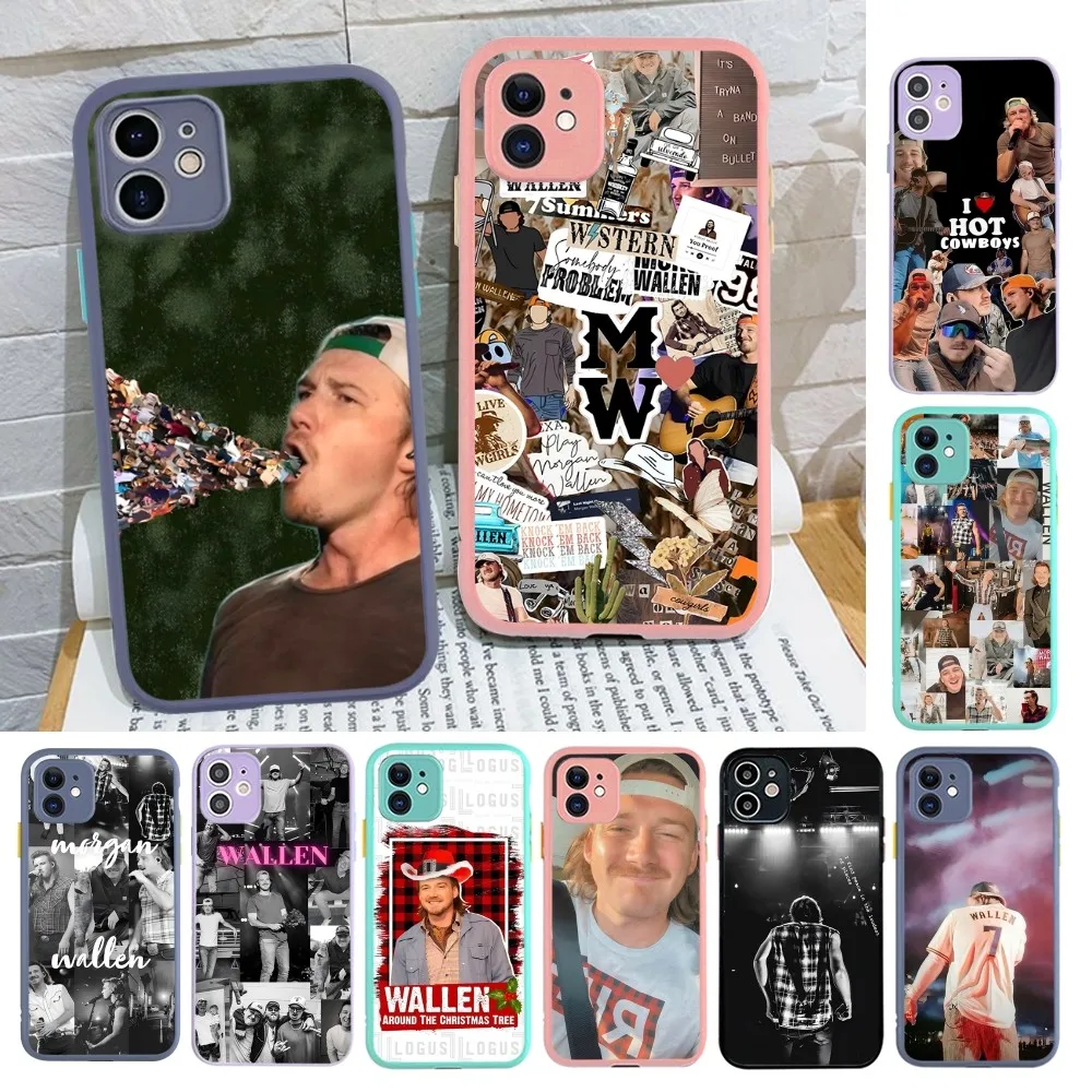 M-Morgan Wallen Phone Case for iPhone 14 11 12 13 Mini Pro Max 8 7 Plus X XR XS MAX Translucent Matte Cover