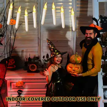 12/48/72 帶魔杖的漂浮蠟燭,內建電池的 LED 蠟燭,火焰閃爍,適用於萬聖節和聖誕節 10 最佳銷售 閃爍火焰效果電池燈 - №6