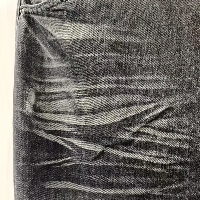 High Street Y2k Ripped Jeans With Embroidered Letters And Beaded Decorations Wide With Pleated Prints Loose Straight Leg Pants