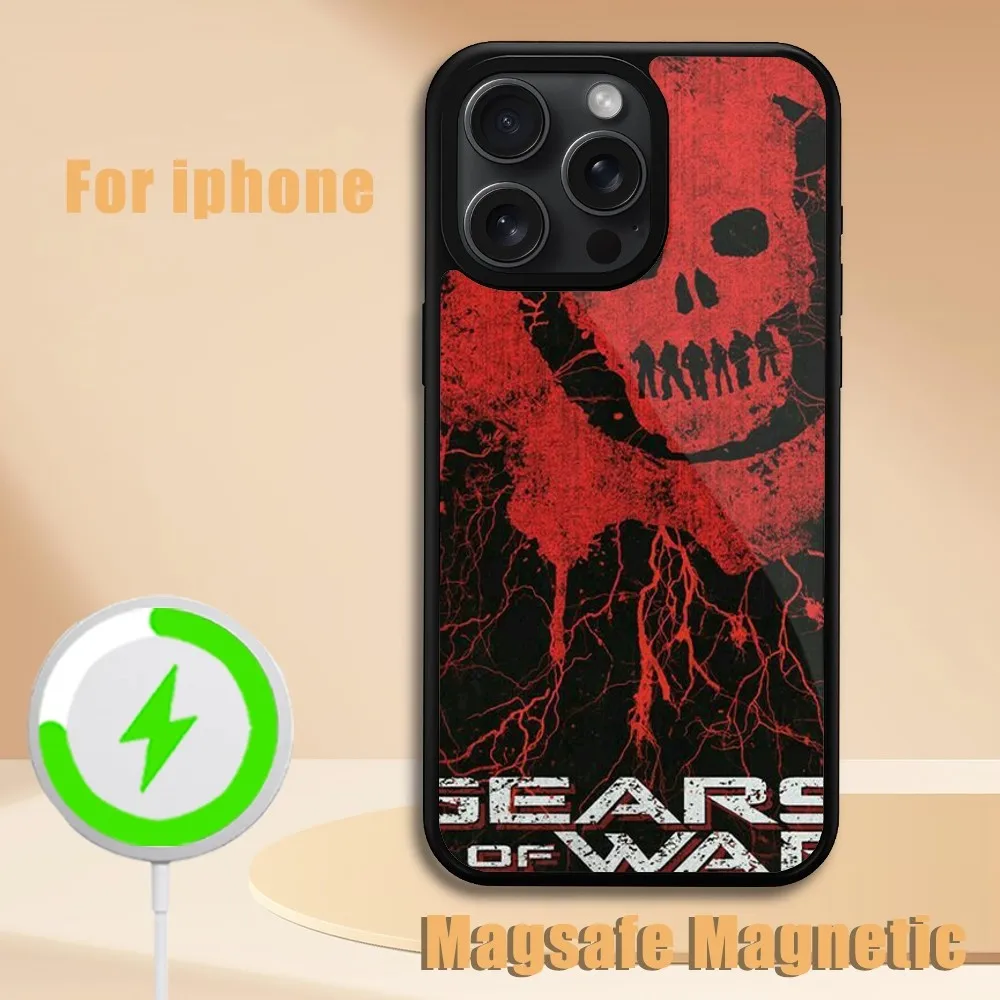 Game G-Gears Of-Wars Phone Case For iPhone 11 12 13 14 15 Plus Pro Max Magsafe Magnetic Wireless Charging Cover