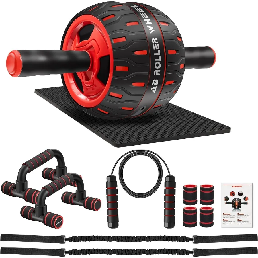 

Ab Workout Equipment Ultra Ab Roller Wheel Kit Large Ab Roller with Resistance Bands Push Up Bar Jump Rope Grip Strength Traine