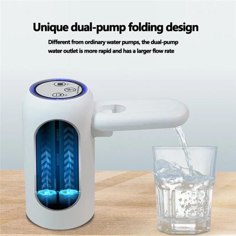 A74G-مضخة مياه كهربائية قابلة للطي لزجاجة سعة 5 جالون، موزع مياه شحن USB لزجاجة 5 جالون
