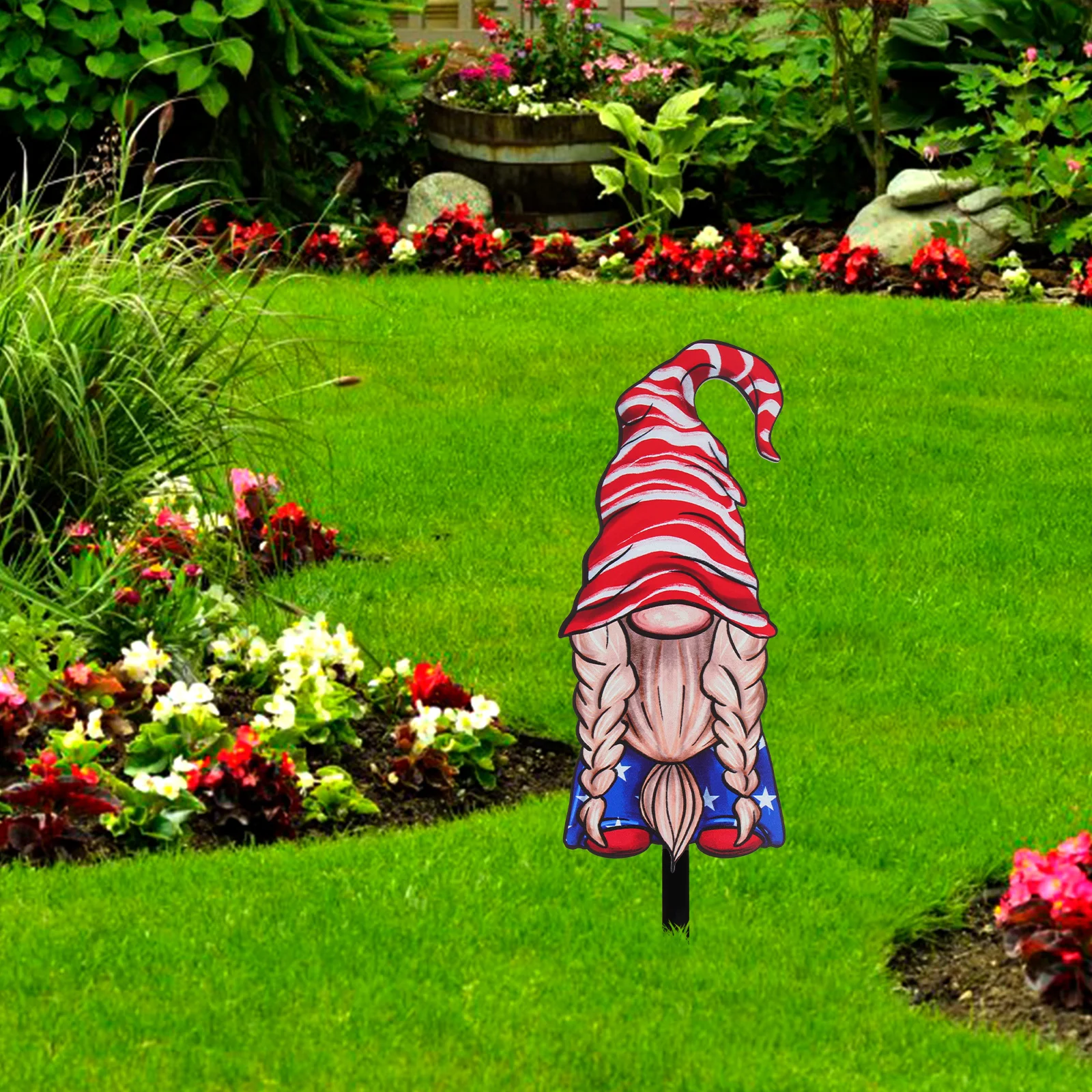 

Gnome Yard Signs Acrylic Patriotic Stake Decorations for Independence Day Party Garden Lawn stakes durable practical PARTY