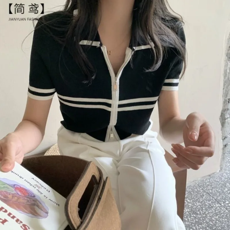 

Blouse Jacket Women's Summer Cardigan Retro Slim-fit Flattering Cropped Knit New Comfortable Minimalist Stylish Niche Elegant