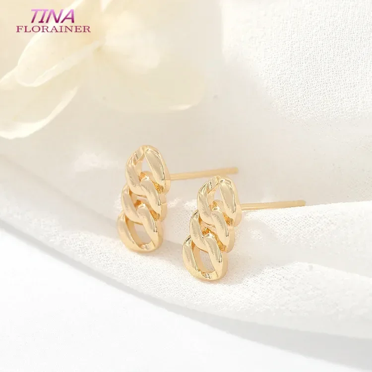 12*6 MM 14K Gold Color Brass Stud Earrings High Quality Diy Accessories Jewelry Recognitions