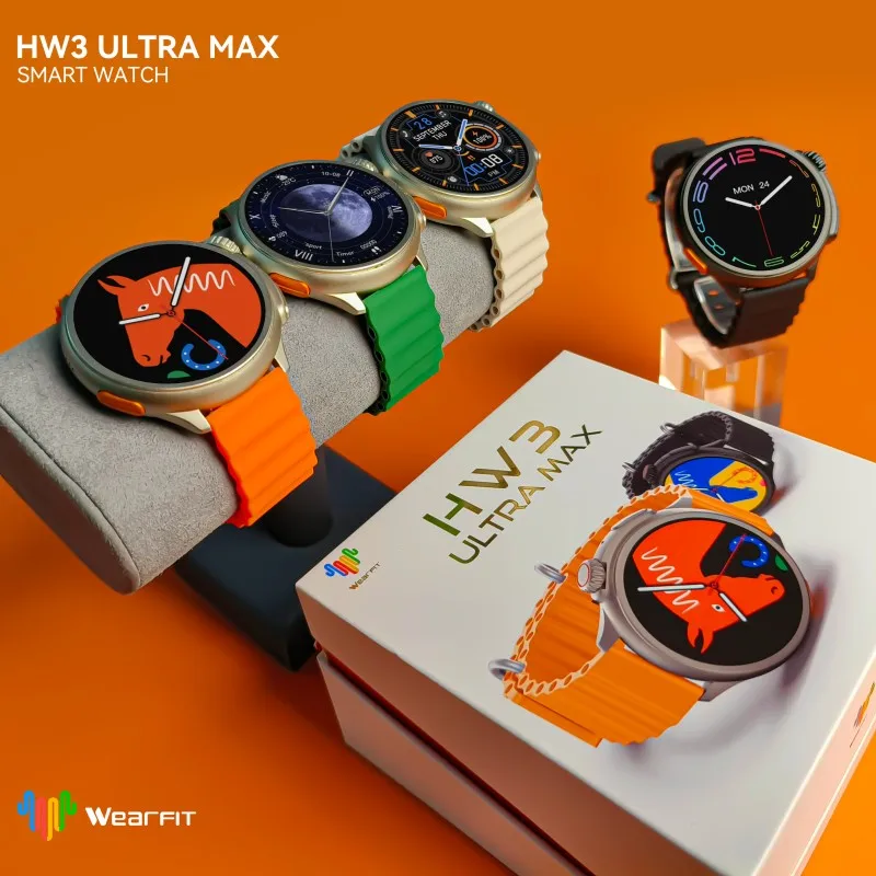 Montre intelligente ronde HW3 Ultra Max pour homme, écran HD 1.52 pouces, appels Bluetooth, affichage des informations, fond d'écran personnalisé, fonction NDavid