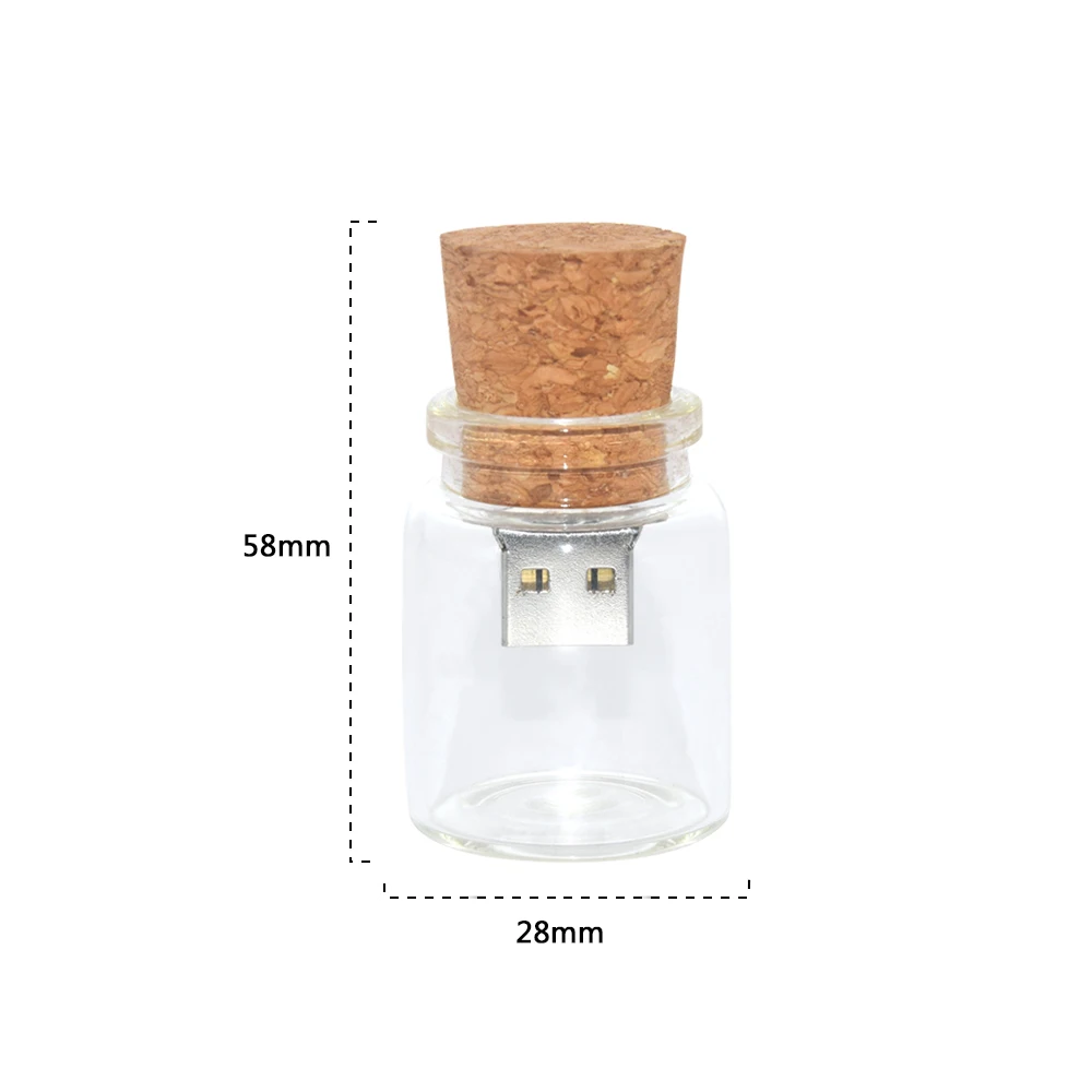 10個/ロット USB 2.0 ガラス製ドリフトボトル コルク付き フラッシュドライブ スティック型ペンドライブ 4GB 8GB 16GB 32GB 64GB 128GB クリエイティブなウェディングギフト