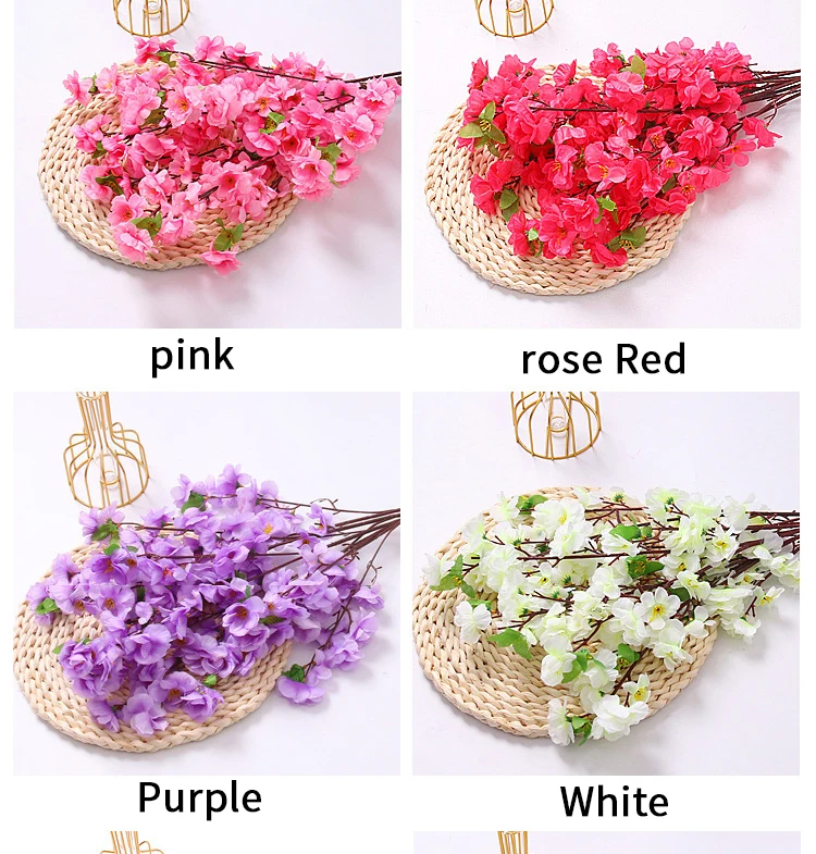 1/3/5 stücke Künstliche Pfirsichblüte Zweig Frühling Pflaume Kirschblüte Seidenblume Baum Dekoration Hause Hochzeit DIY Dekoration – Detail 4