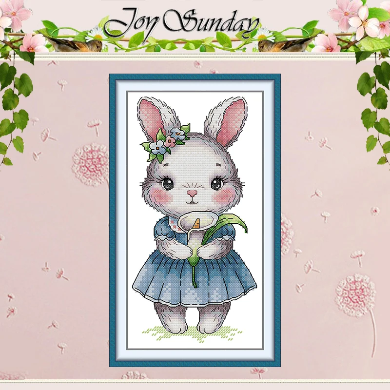 Rabbits and Calla Lilies Patterns Counted Cross Stitch Set 11CT 14CT 16CT HD Stamped DMC Cross-stitch Kit Embroidery Needlework