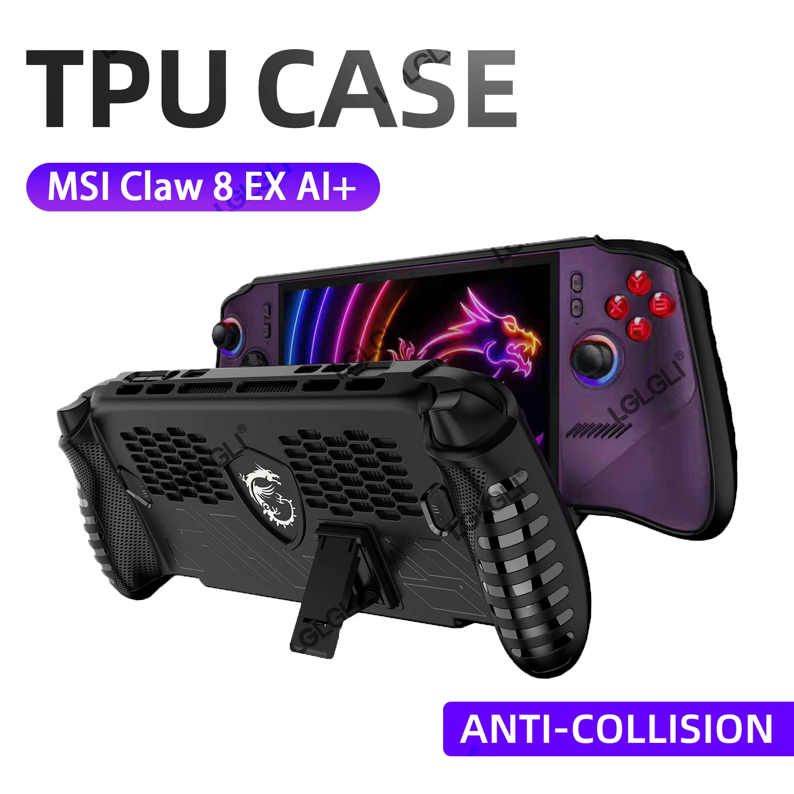 TPU Case for MSI Claw 8 EX AI+ Anti-Slip Ergonomic Grip Gaming Console Protective Cover Skin Shockproof Protective Accessories