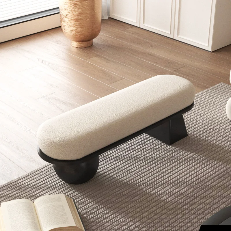 

‌Scandinavian Entryway Bench, Boutique Bedroom Stool, Dressing Room Seating, Nordic Home Decor, Minimalist Wooden Ottoman