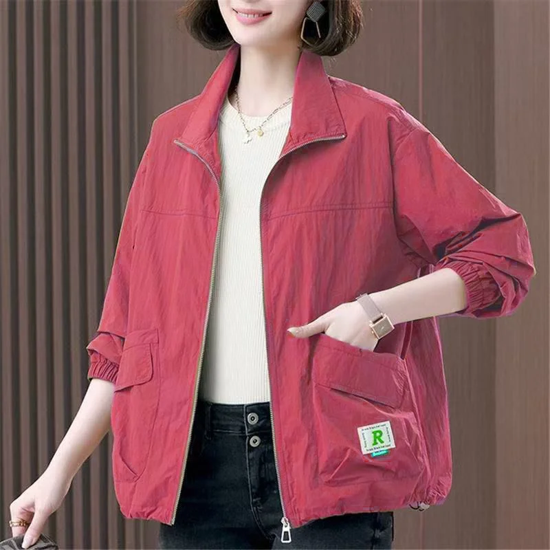 Plus Size Trench Coat Women Spring Autumn Outerwear Middle-aged Mother New Relaxed Baseball Jacket