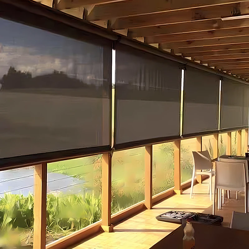 

Custom Outdoor Wind-Resistant Roller Shade: Courtyard Awning