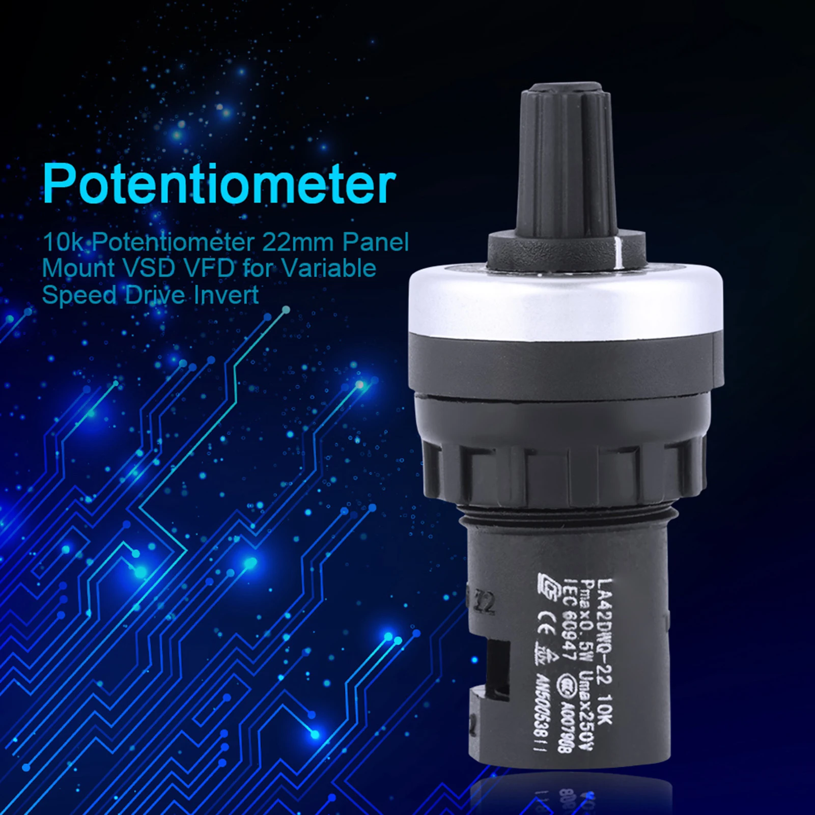 2 Pcs 10k Potentiometer Panel Mount VSD VFD Potentiometer for Variable Speed Drive Inverter