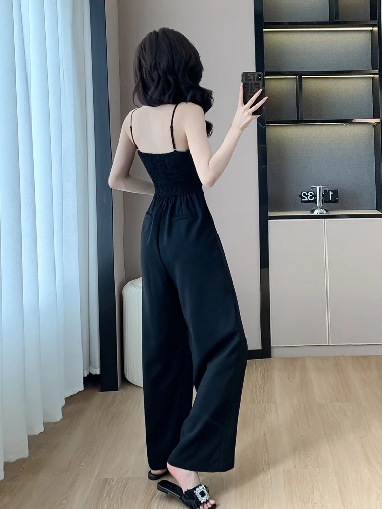 Eleganckie, wyszczuplające spodnie z szerokimi nogawkami, monokini z wysokim stanem, cienki szyfonowy strój jednoczęściowy z nadrukiem wodnym.