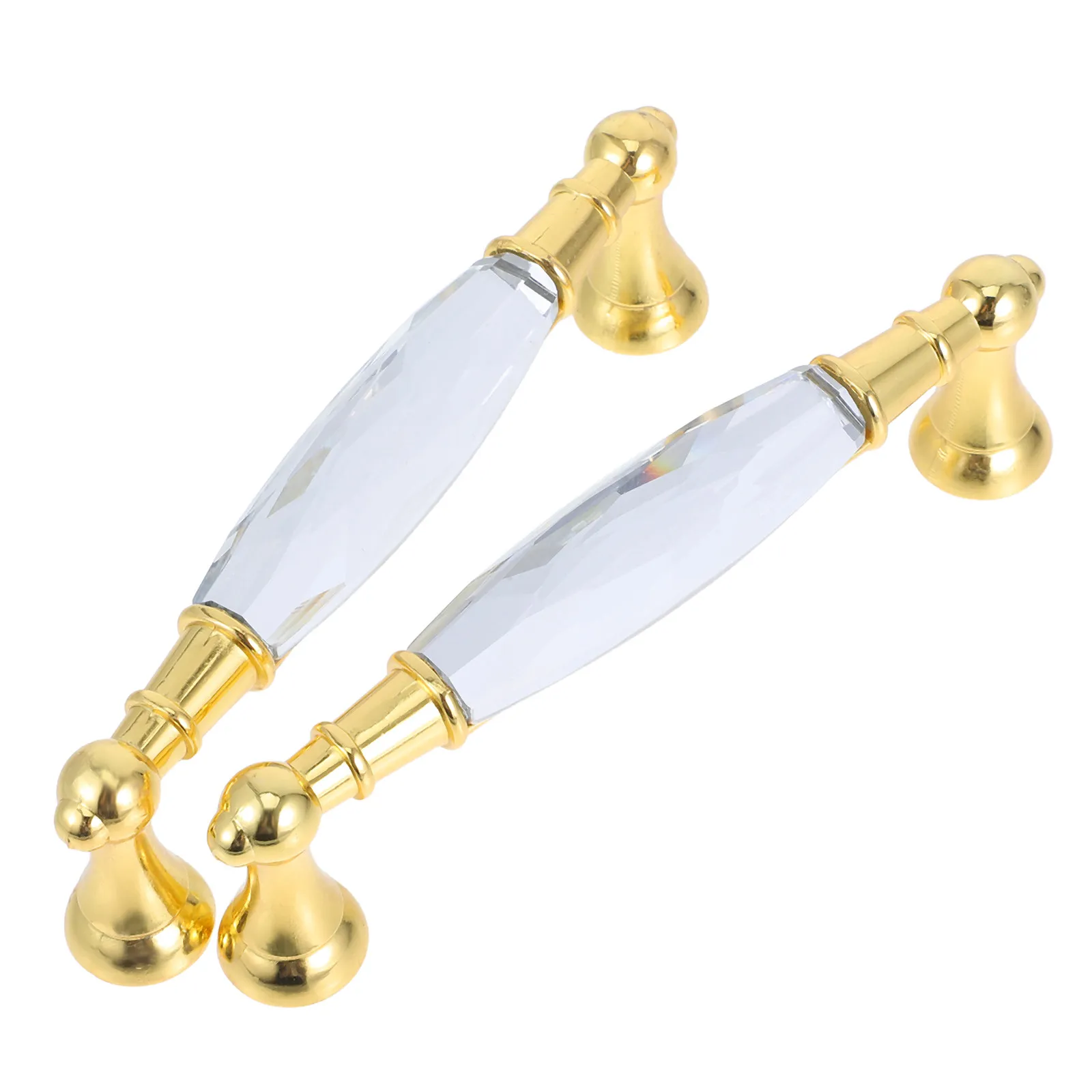 2Pcs Crystal Glass Cabinet Knobs Premium Long Drawer Pulls Ergonomic Grip for Kitchen Wardrobe Dresser Cupboard Sliding Door