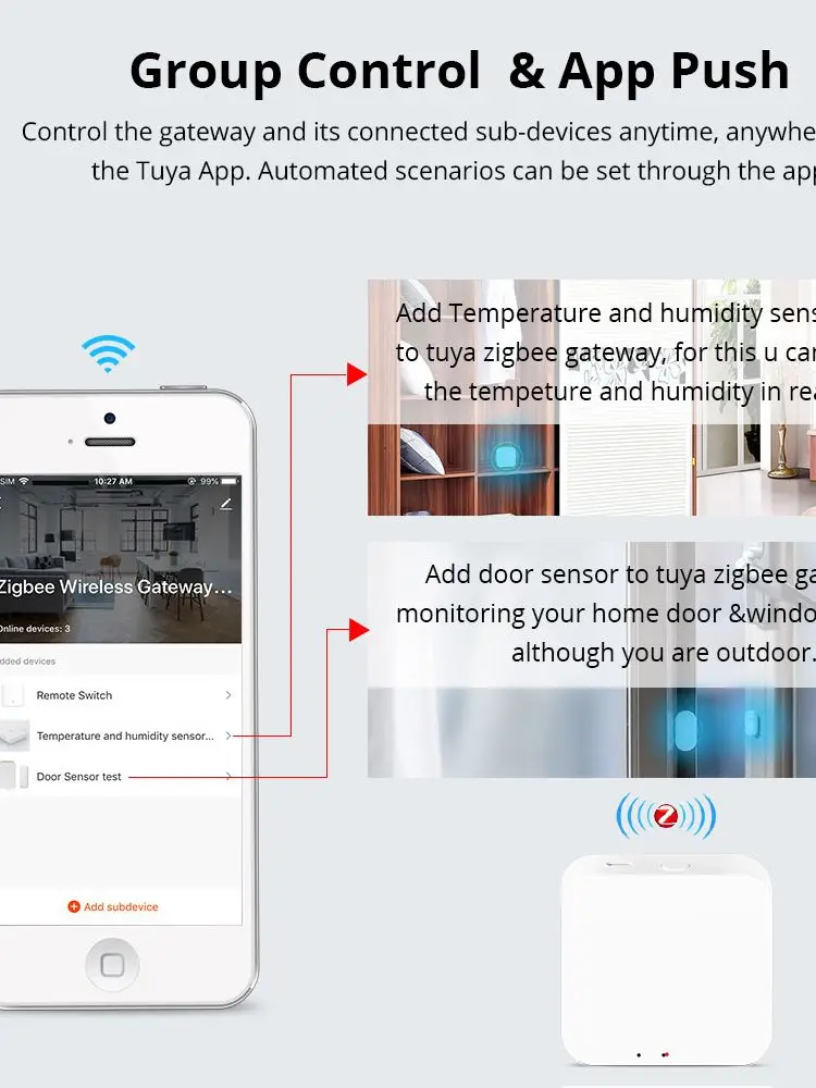 Współpracuje z Tuya Hub Smart Gateway, bezprzewodowy most wielomodowy WiFi Bluetooth ZigBee, zdalne sterowanie przez aplikację Smart Life, kompatybilny z Alexa i Google. — zdjęcie produktu 7