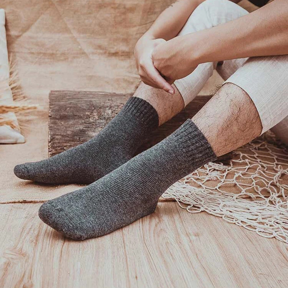 

Men's Winter Extra Thick Thermal Wool Grey Socks Soft Warm Comfortable for Indoor Outdoor Daily Boots Men Socks