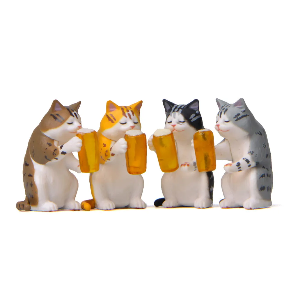 1pc Mini Beer Cat Car Dashboard Toy Decor Auto Accessories Interior Cartoon Kitten Figures Dolls Cute Toys Chubby Japanese Cat