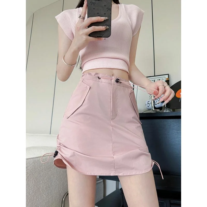 

American Sle Workwear Skirt Women Summer 2025 New Design High Waist Bodycon A-Line Slimming Drapey f-length Skirt