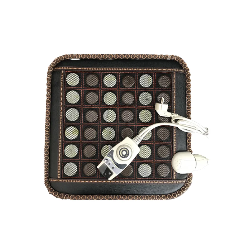 

45cm Natural Cool Jade Tourmaline Electric Heating Therapy Mat Car Office Seat Cushion Pad Winter Warm Hip Back Pain Relief