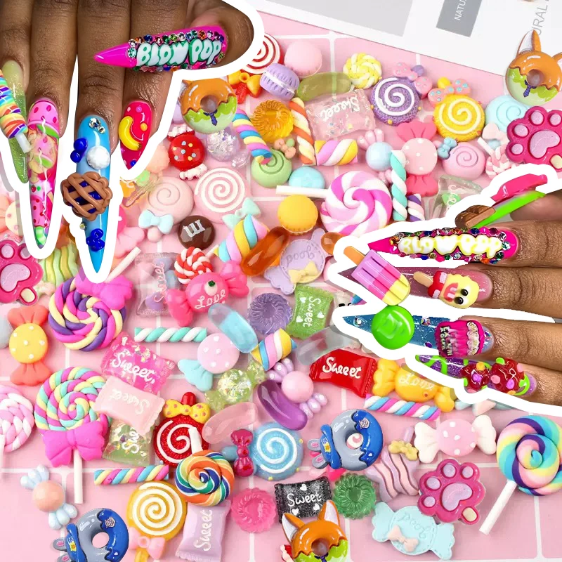 30 قطعة مضحك الكرتون الحلوى مسمار الفن سحر 3D الراتنج فلاتباك كبير حجر الراين أنيمي الشارع مسمار الديكور DIY بها بنفسك مسمار الملحقات #1