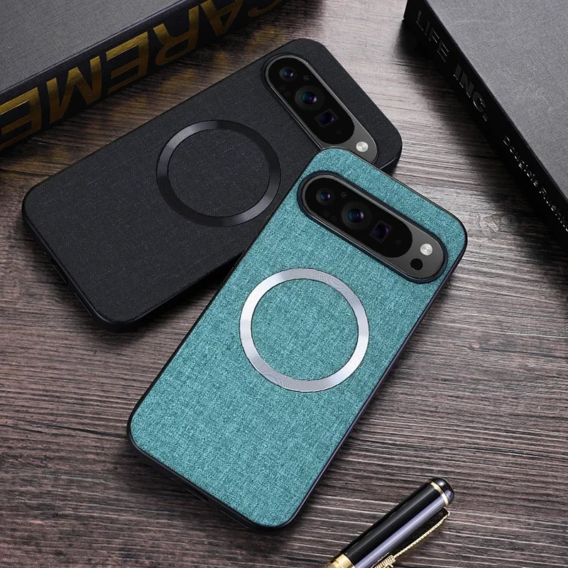 Funda de tela para Magsafe para Google Pixel 9 10 11Pro XL 8 7 6 9 10Pro 10A 9A 8A 7A 6A, cubierta de PC a prueba de golpes con carga magnética 2