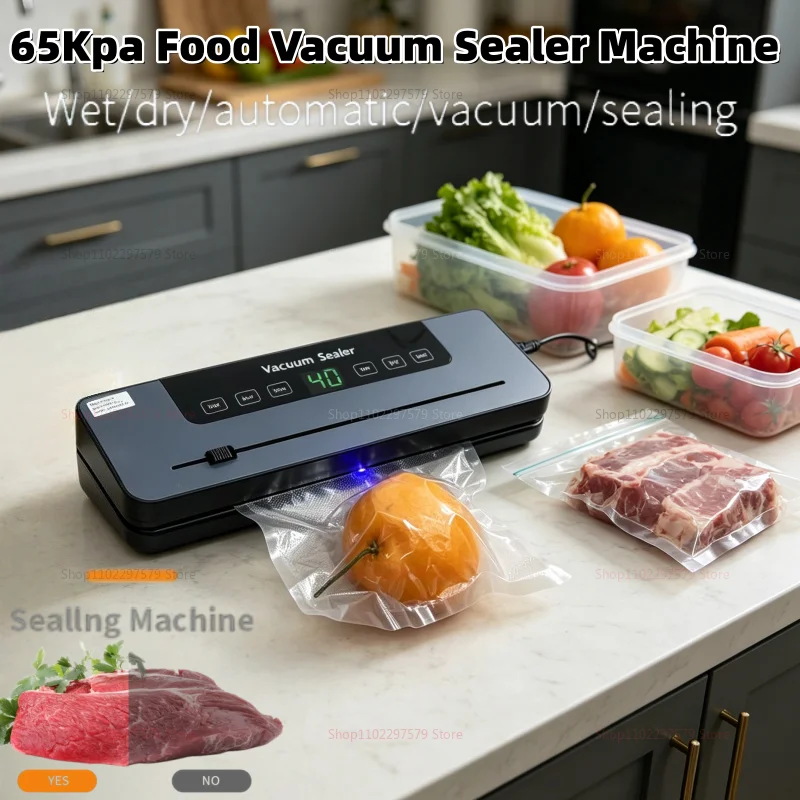 

Electric Vacuum Sealer with Built-in Cutter Touch Button Kitchen Food Storage Seal for Dry/Wet Food Automatic Package Sealer