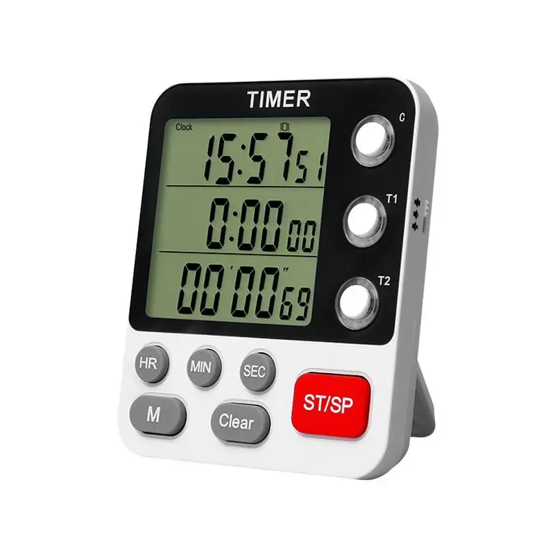 

Kitchen Timer Digital Timers 3 Channels Magnetic Count Up & Countdown Timer Clock With Large LCD Display And Adjustable Volume