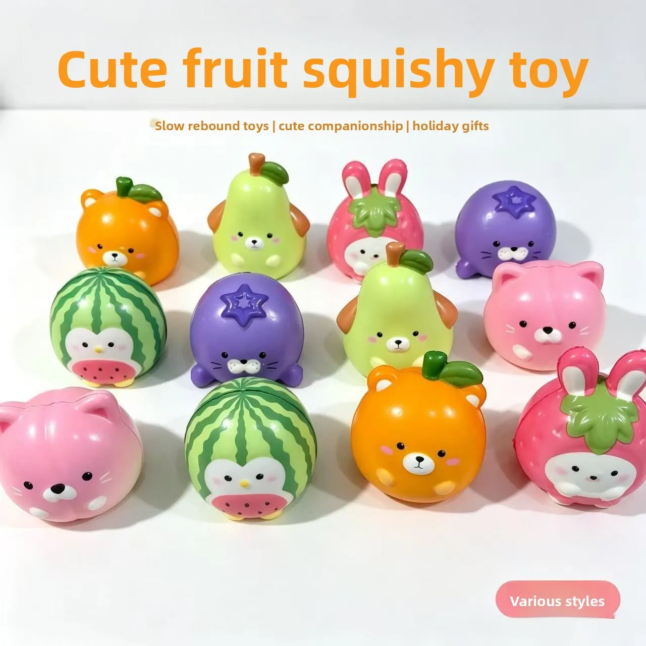 Cute Fruit Fairy Squishy Toy, Multiple Cartoon Designs Soft Slow Rebound Healing Stress Relief Fidget Toy for Kids & Adults
